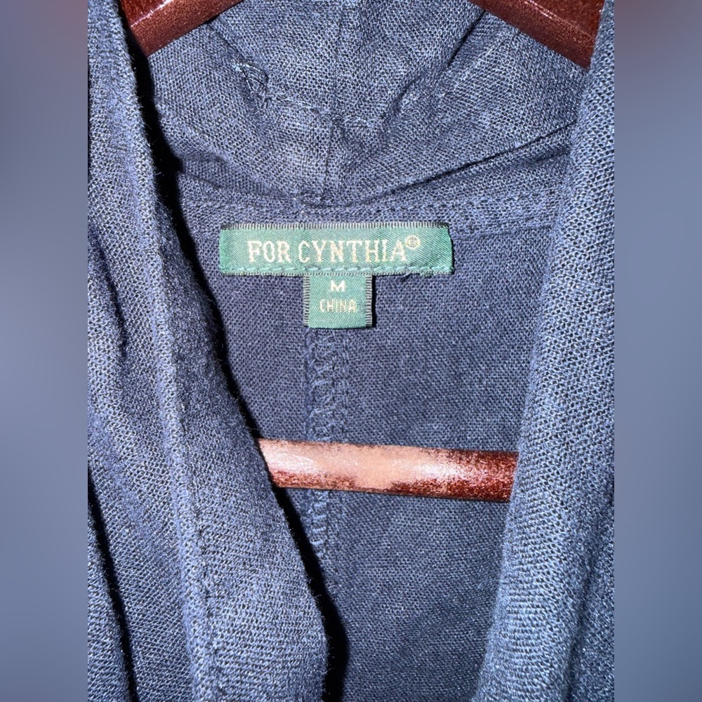 For Cynthia Linen Blend Cowl Neck Dress | Navy Blue | Asymmetrical Hem | - Picture 3 of 10